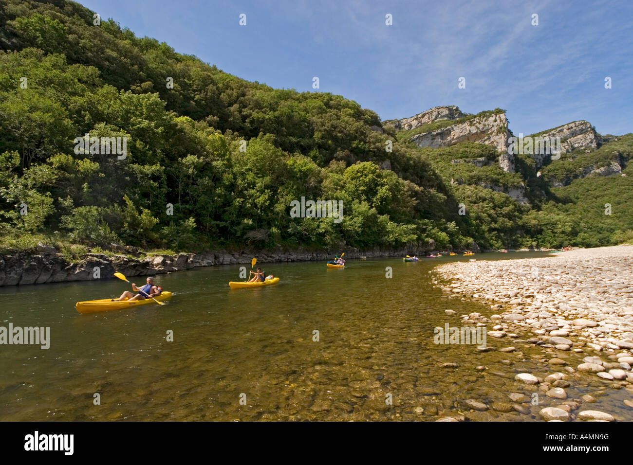 Going down the of the Ardeche river in a canoe (France). Descente des de l'Ardèche
