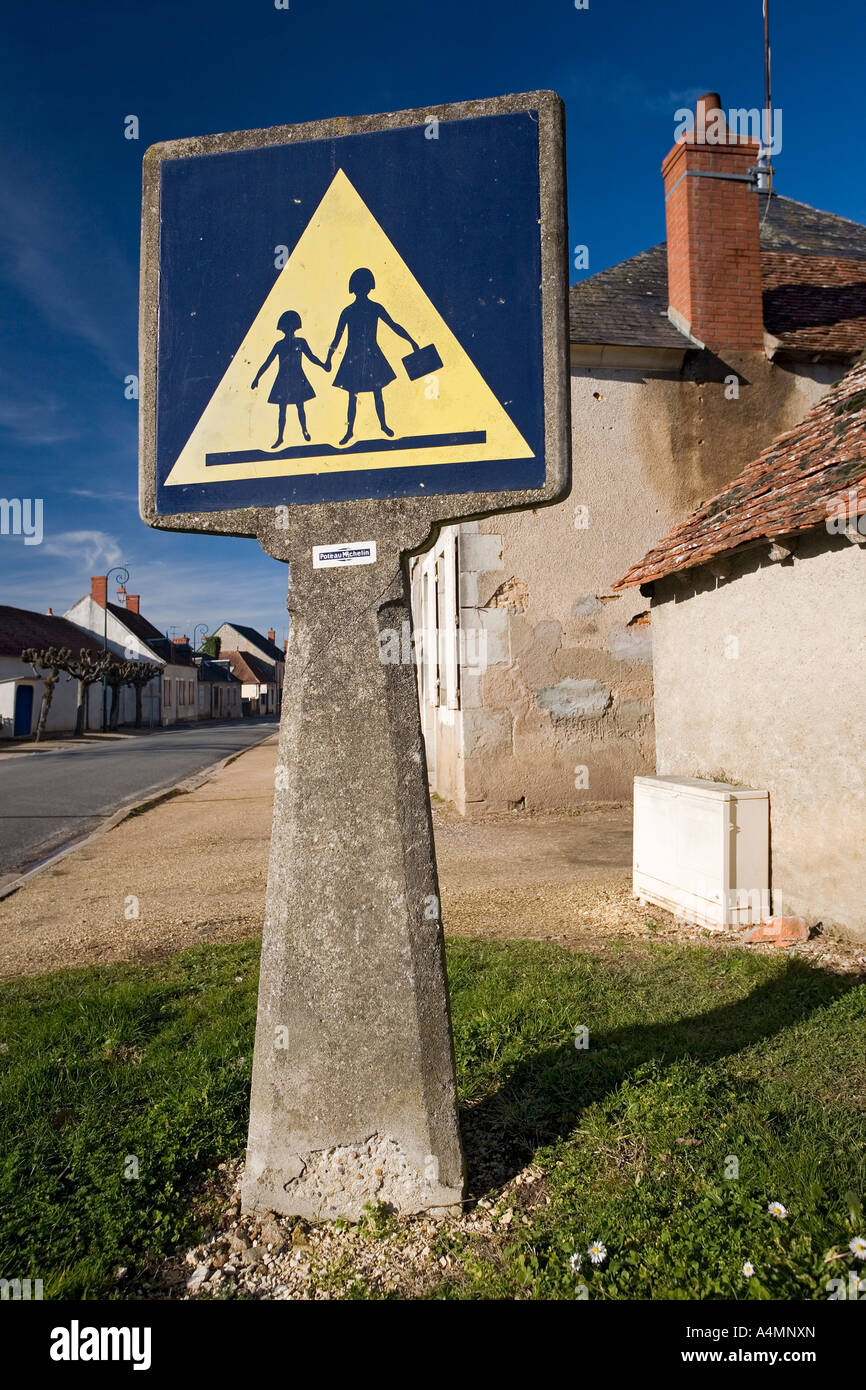 Michelin roadsign, in Bannegon (Cher - France). Panneau de signalisation routière Michelin, à Bannegon (Cher 18 - France). Stock Photo