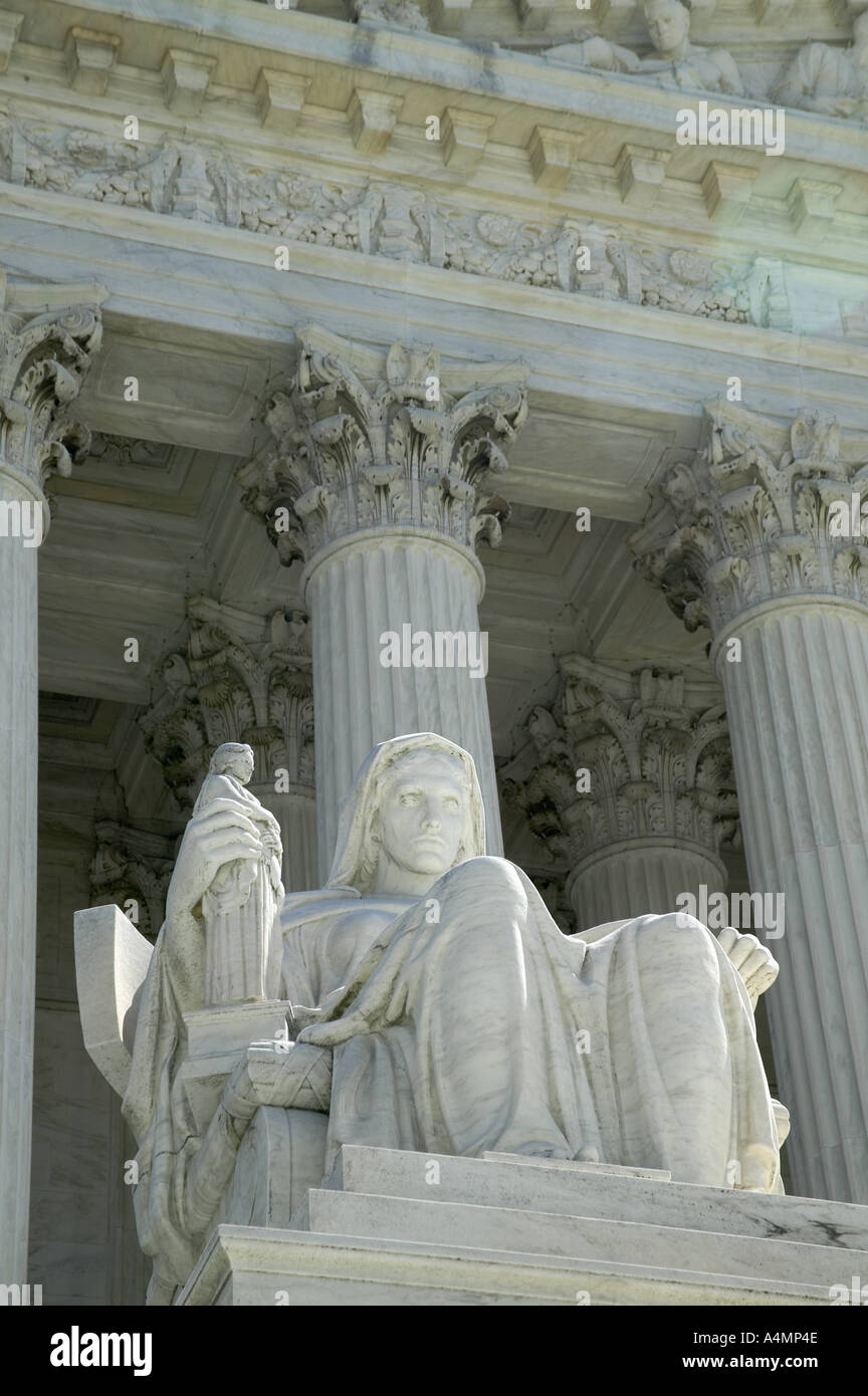 Contemplation of Justice marble statue at the Supreme Court Building Washington DC USA Stock