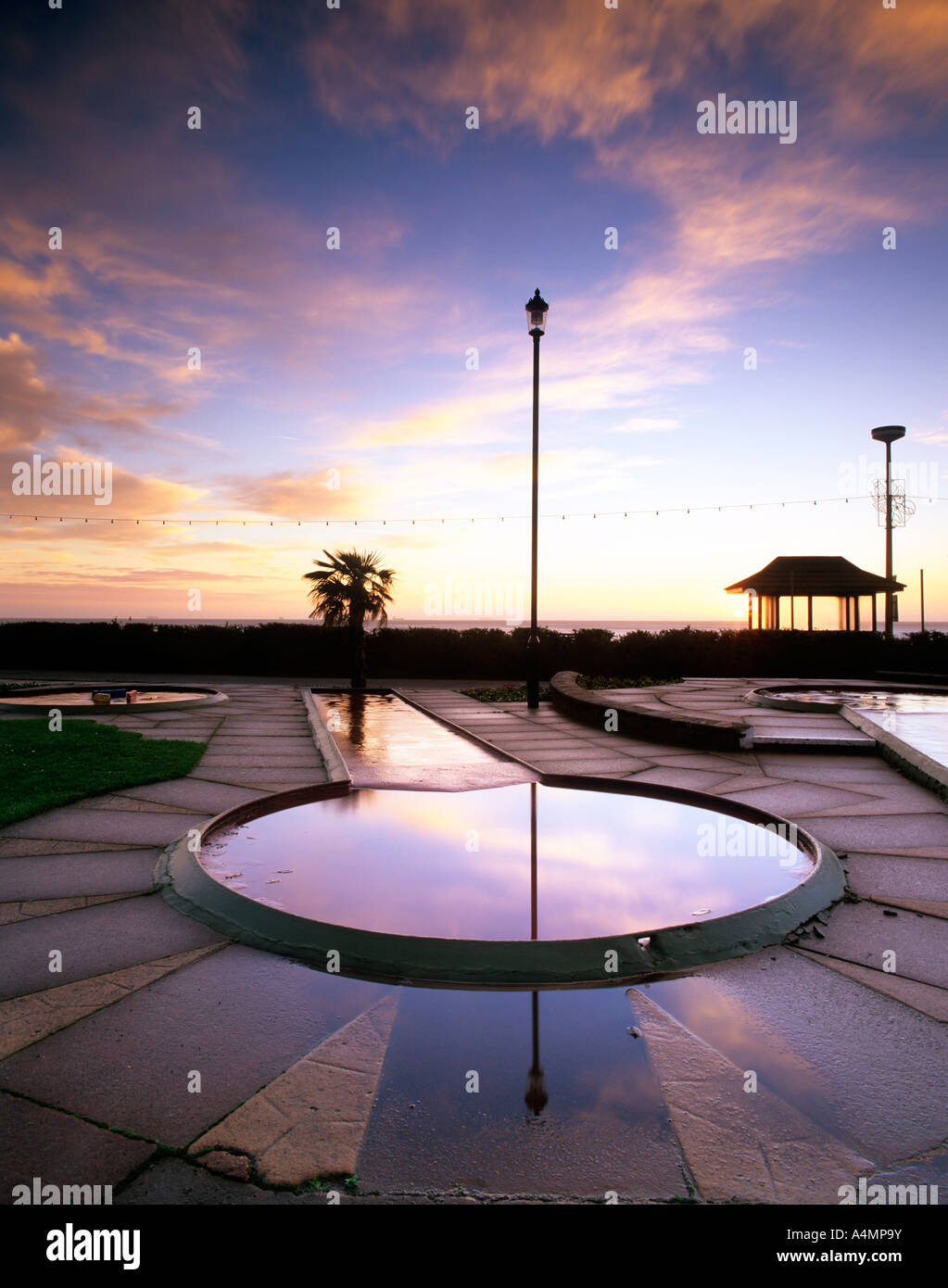 crazy golf course after wet night at dawn shanklin isle of wight