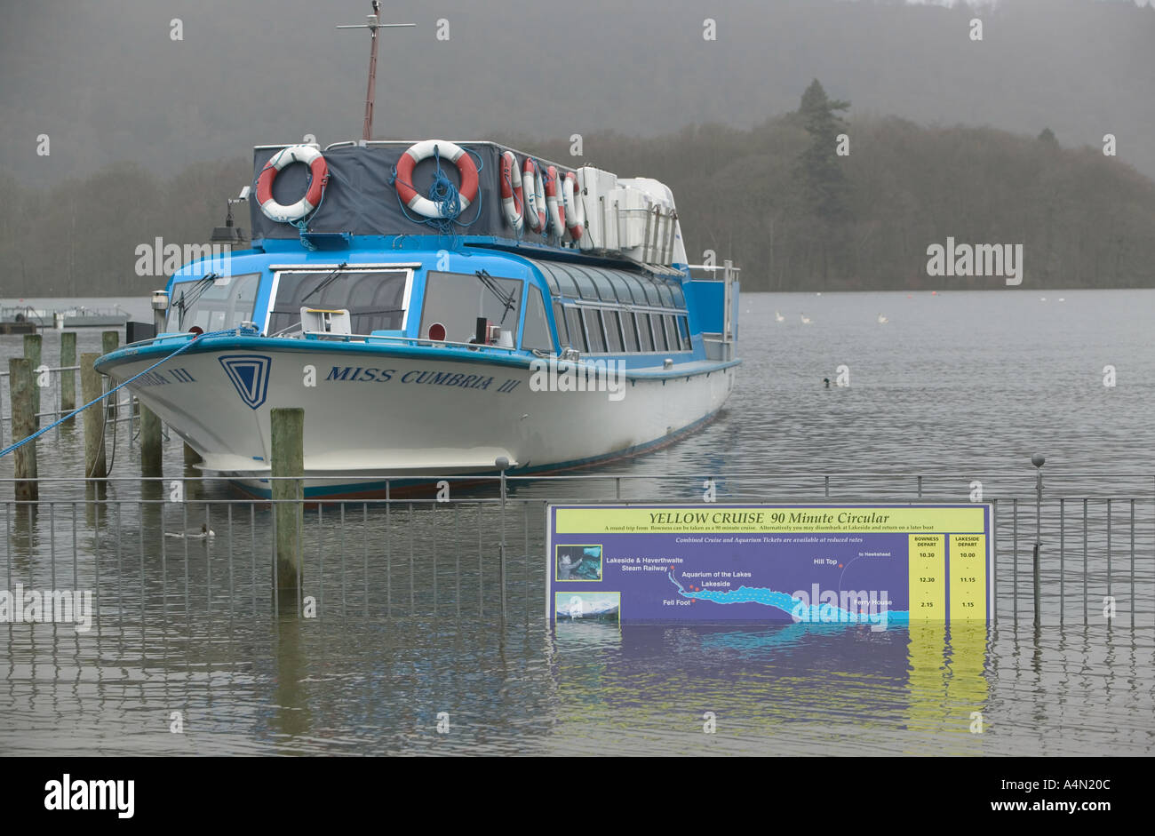 Flood on Lake windermere at Bowness Lake district Stock Photo