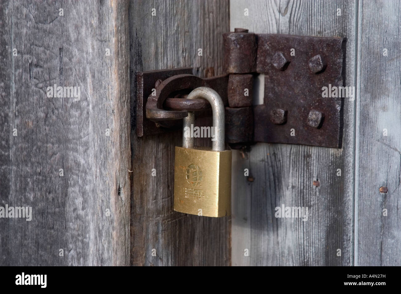 Padlock on Door Stock Photo Alamy