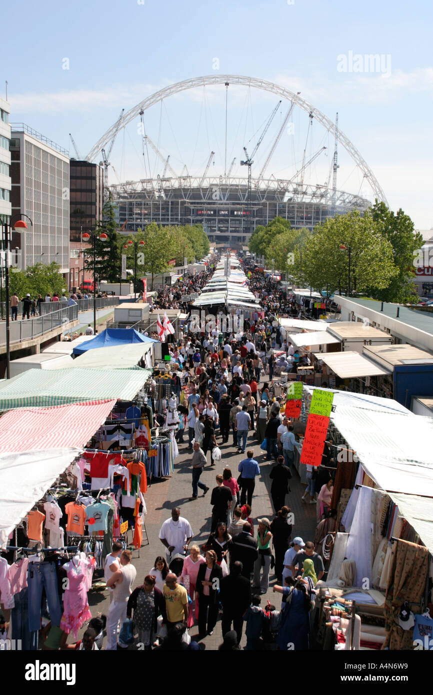 Shoppers wembley market wembley london hires stock photography and
