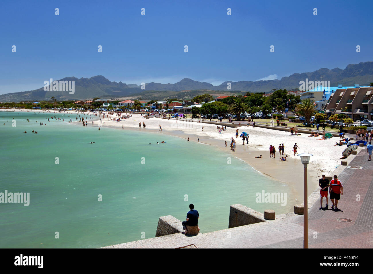 The mountains and beach at Gordons Bay near Cape Town. Stock Photo
