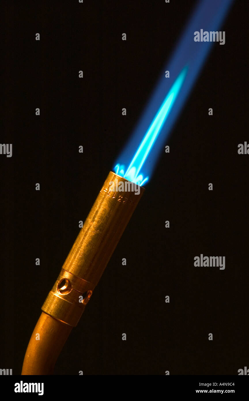 Propane blow torch with blue flame Stock Photo