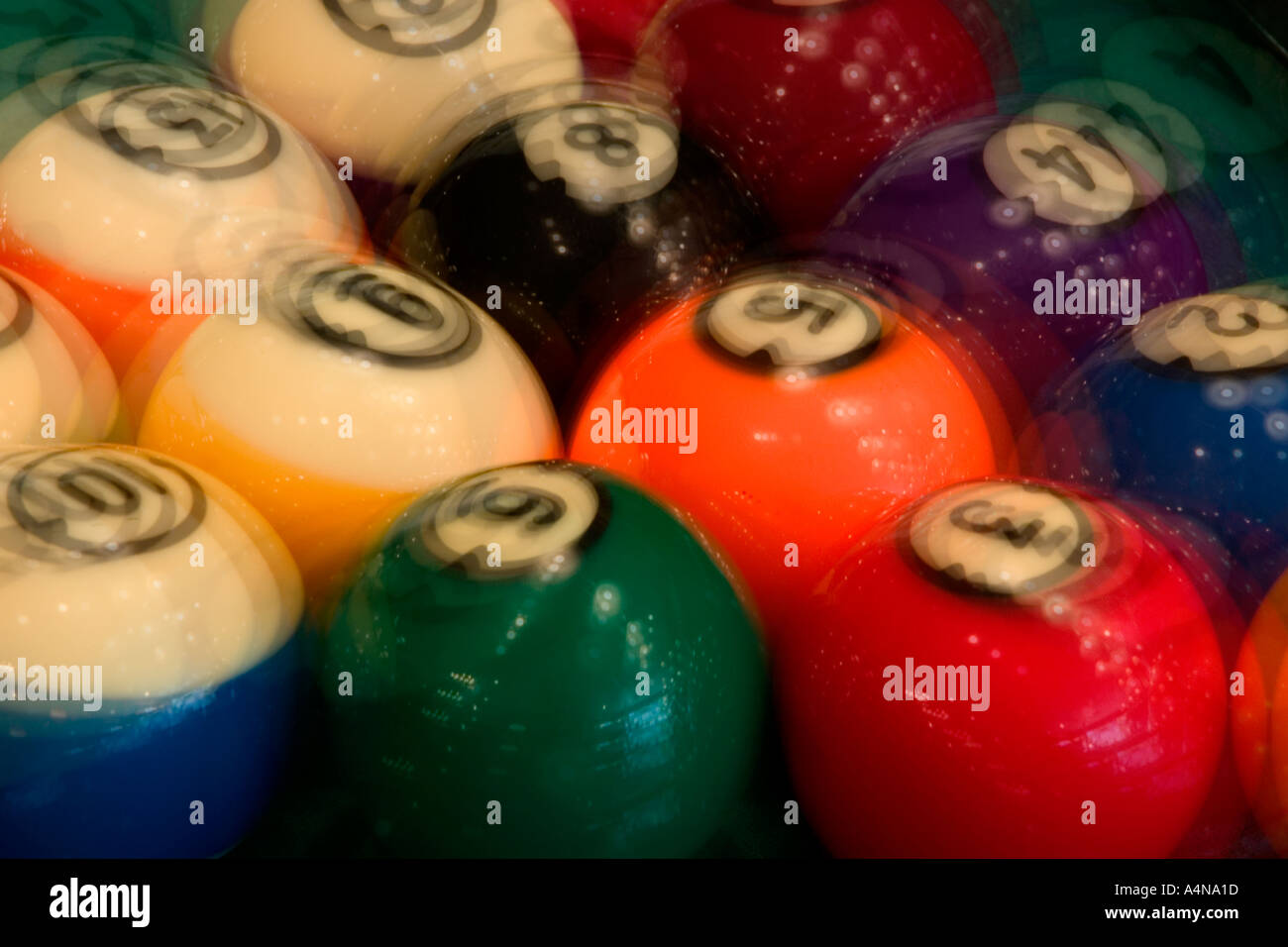 Motion shot of racked pool balls Stock Photo Alamy