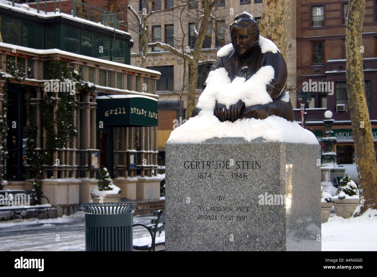 Statue of ertrude Stein, Bryant Park, New York City, USA Stock Photo