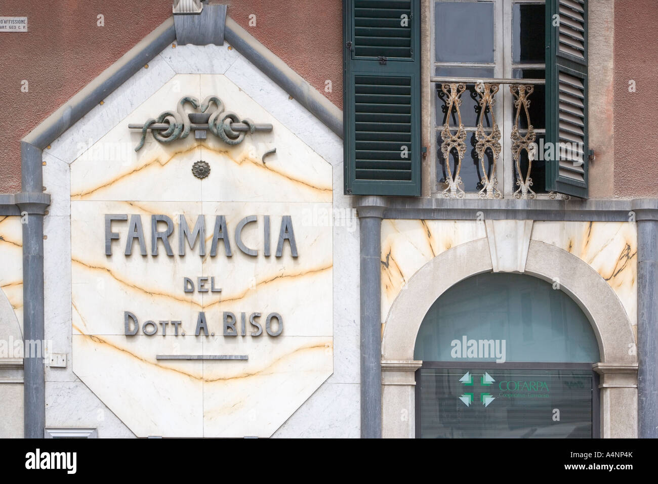 Farmacia sign on Marble Carrara Tuscany Italy Stock Photo