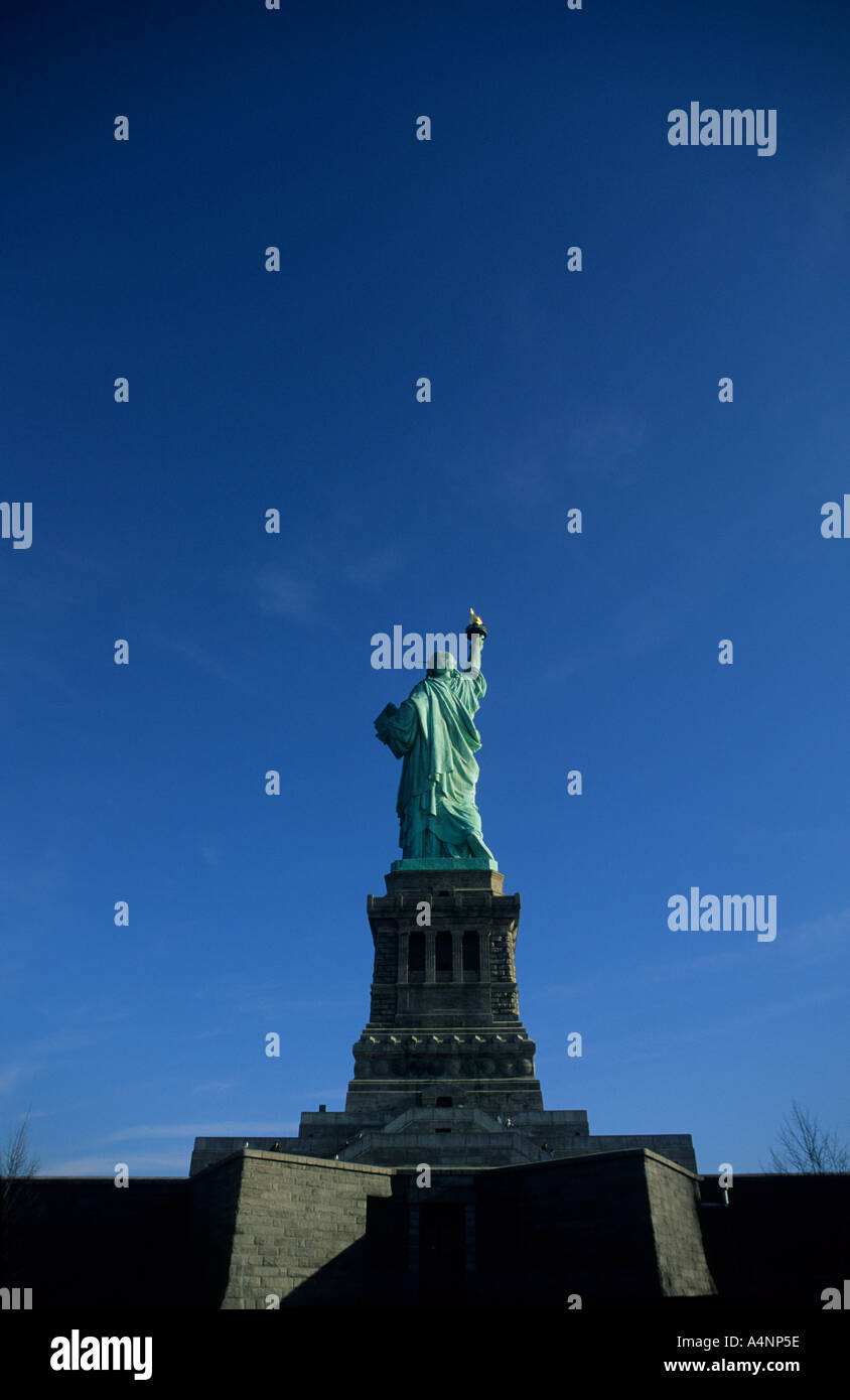 New York. The Statue of Liberty seen from the back. Stock Photo
