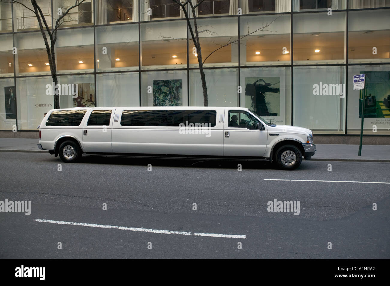 White SUV limousine parked in New York USA April 2005 Stock Photo
