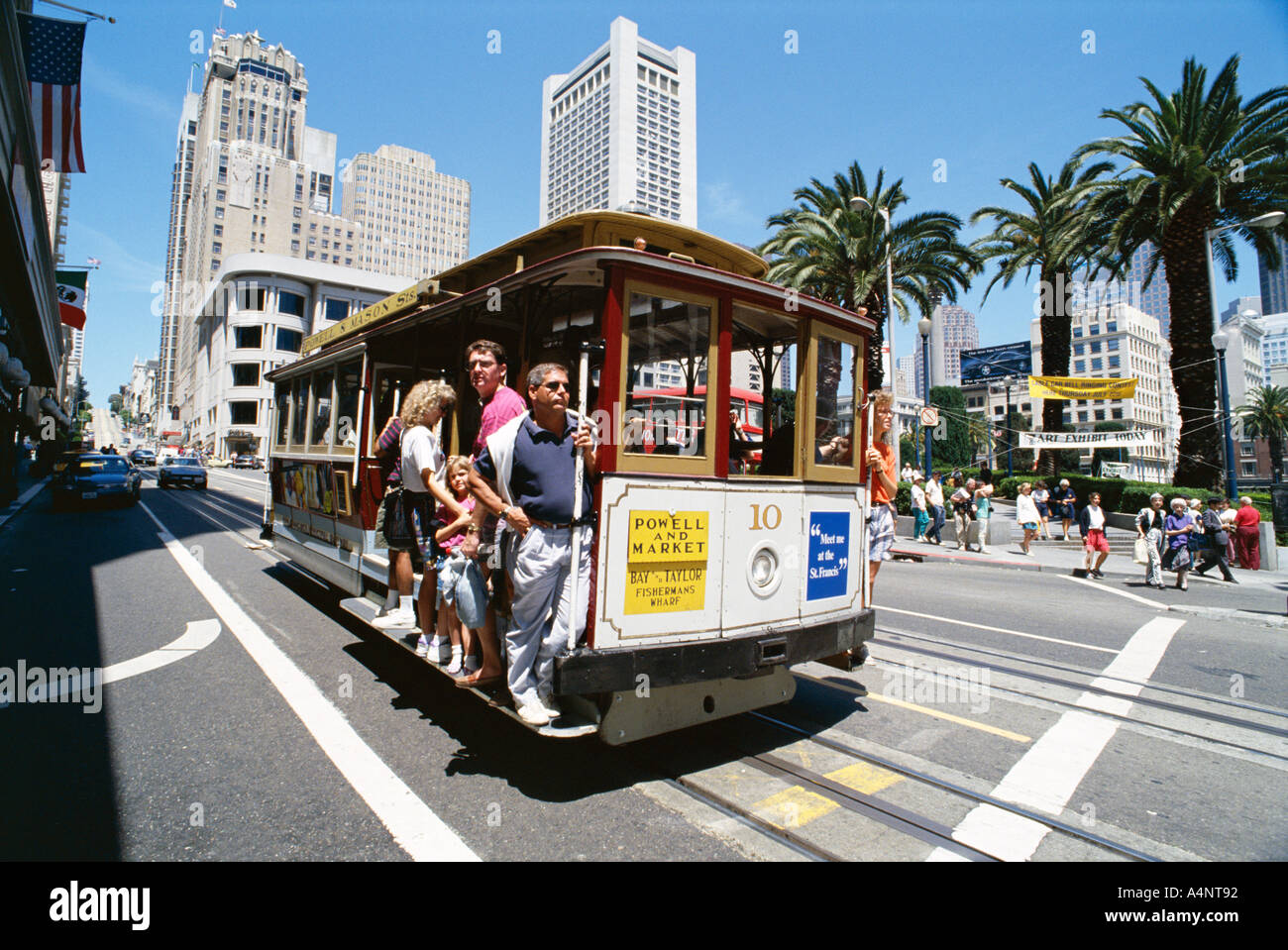 Cable car Union Square area San Francisco California United States of America U S A North