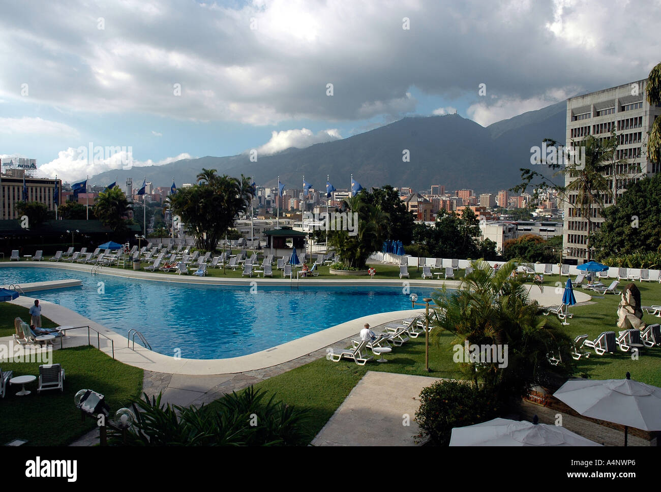 The swimming pool and gardens of the Tamanaco Intercontinental Hotel in Caracas, Venezuela Stock Photo