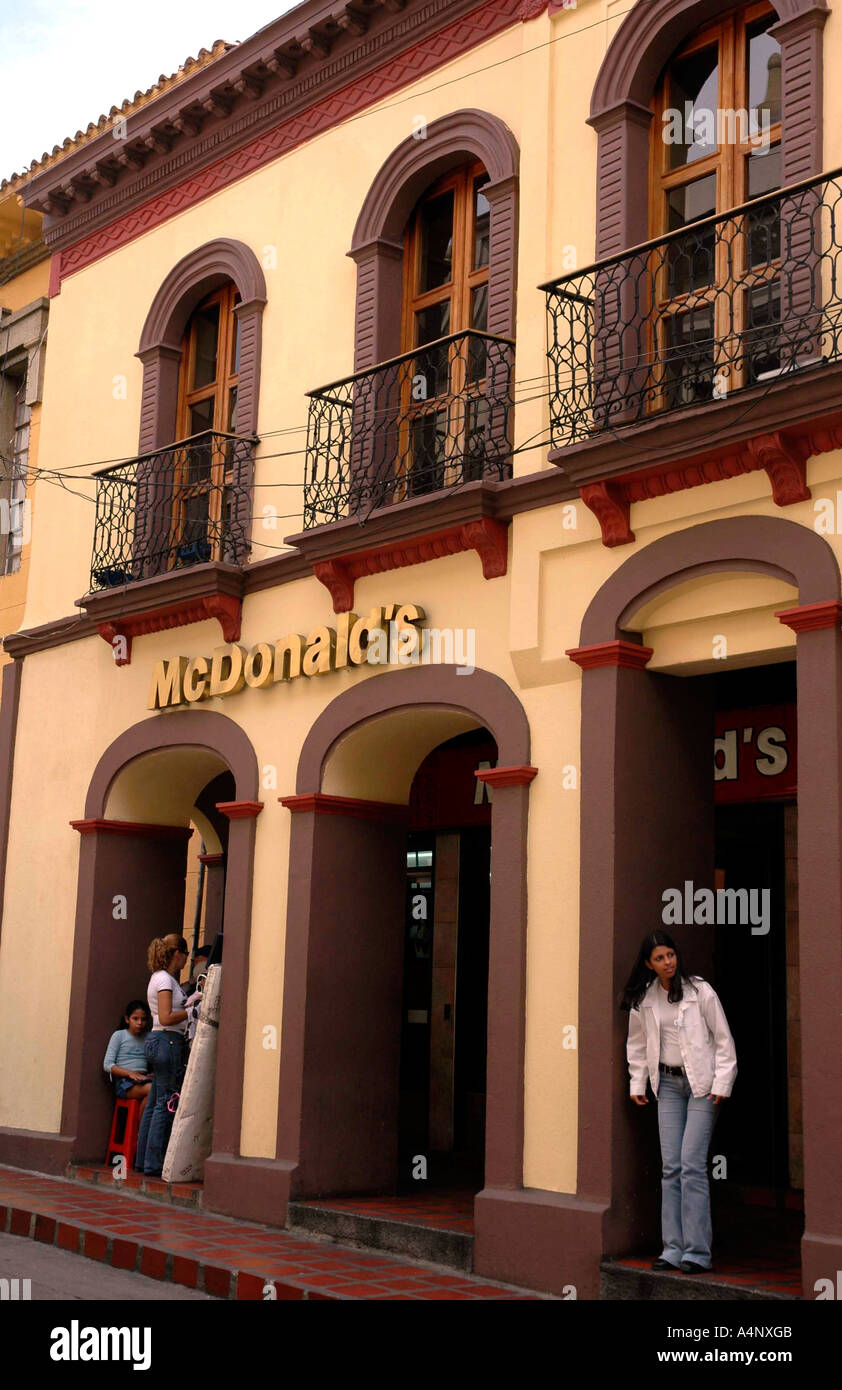 Mérida, a base for Andes climbing and adventure touring in Venezuela, has a McDonalds among its Spanish colonial architecture Stock Photo