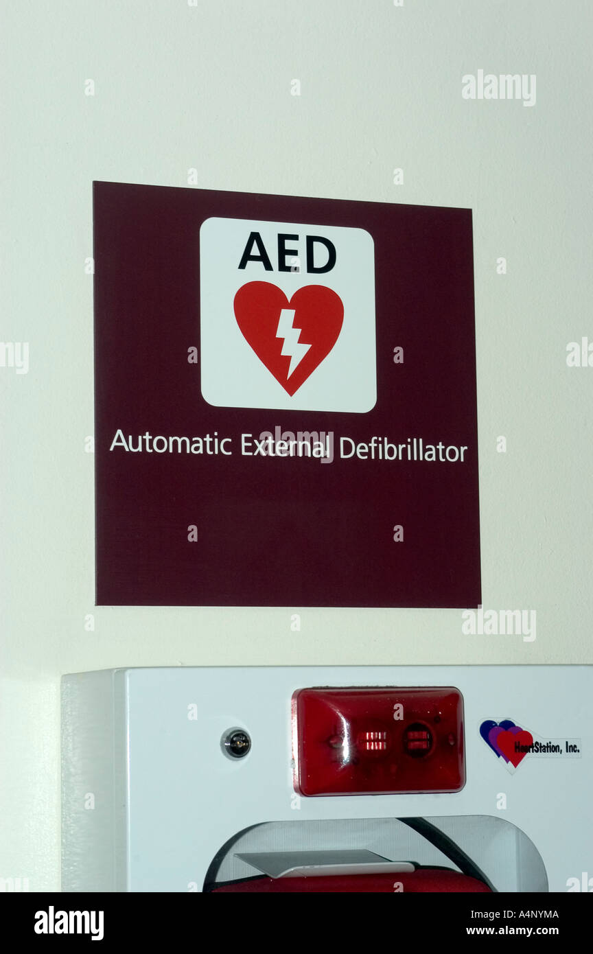 automatic external defibrillator in a US airport Stock Photo Alamy