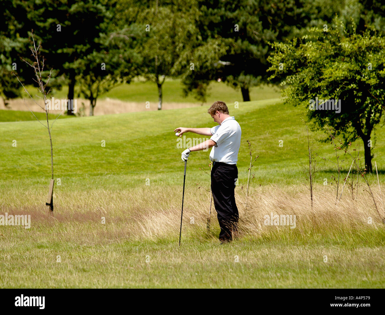 RELEIF DROP SHOT FROM STAKED TREE IN ROUGH PGA EUROPRO GOLF TOUR 2004