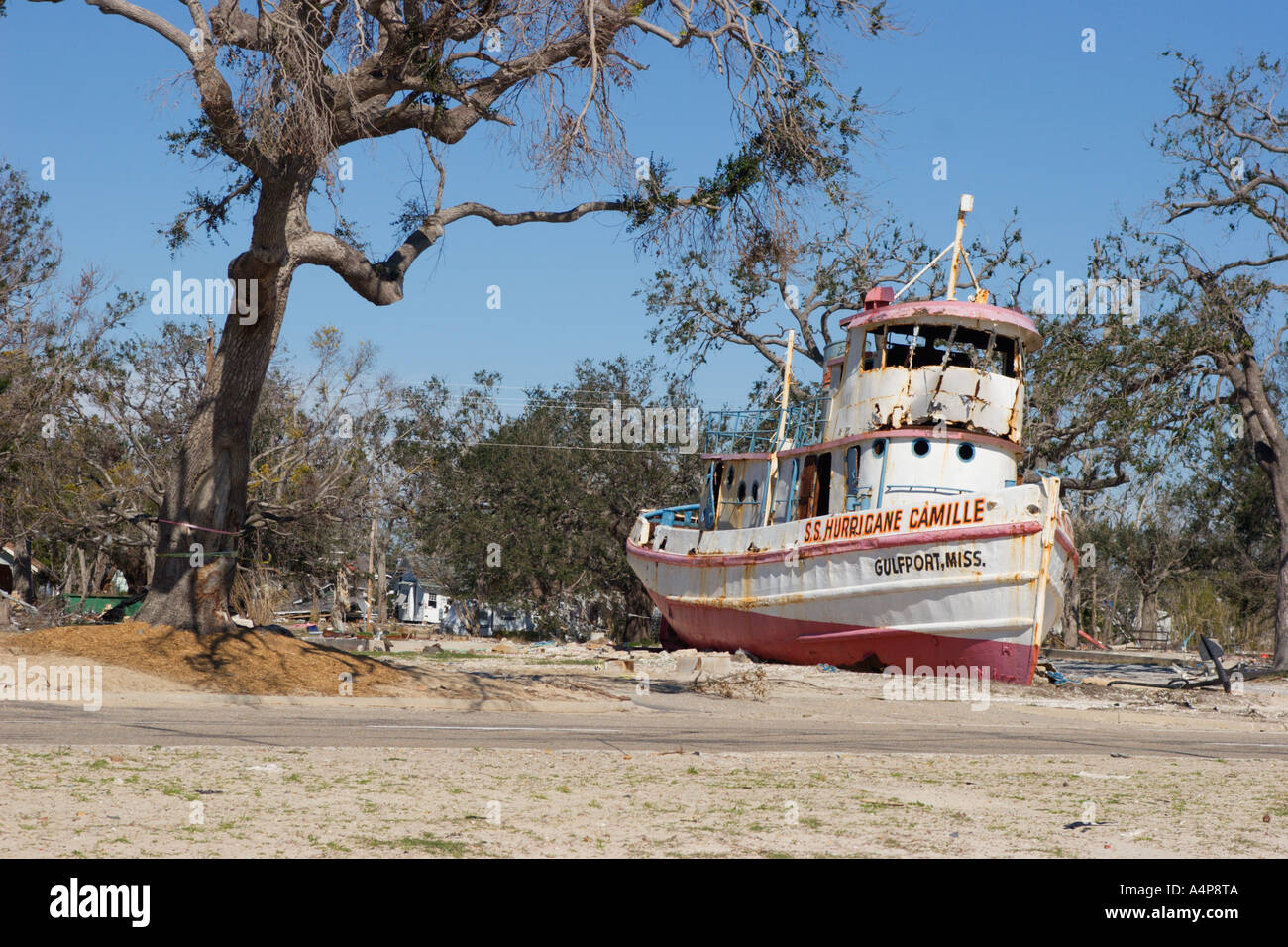 SS Hurricane Camille gift shop survives Hurricane Katrina in Gulfport Mississippi Stock Photo