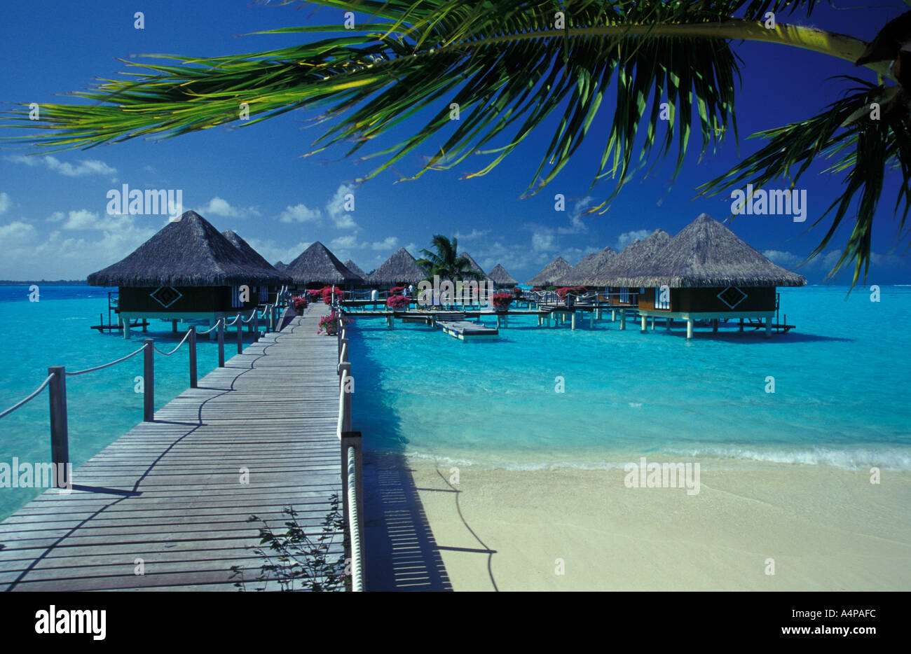 Bungalows, Beachcomber Hotel, Bora Bora, French Polynesia Stock Photo