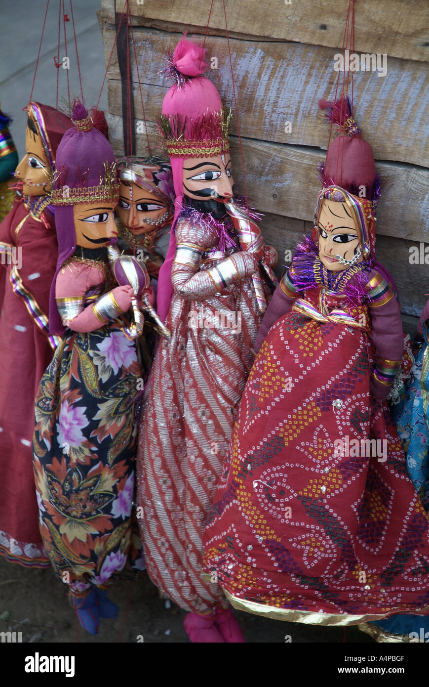 Colourful Rajasthani puppets for sale in Jaipur India Stock Photo