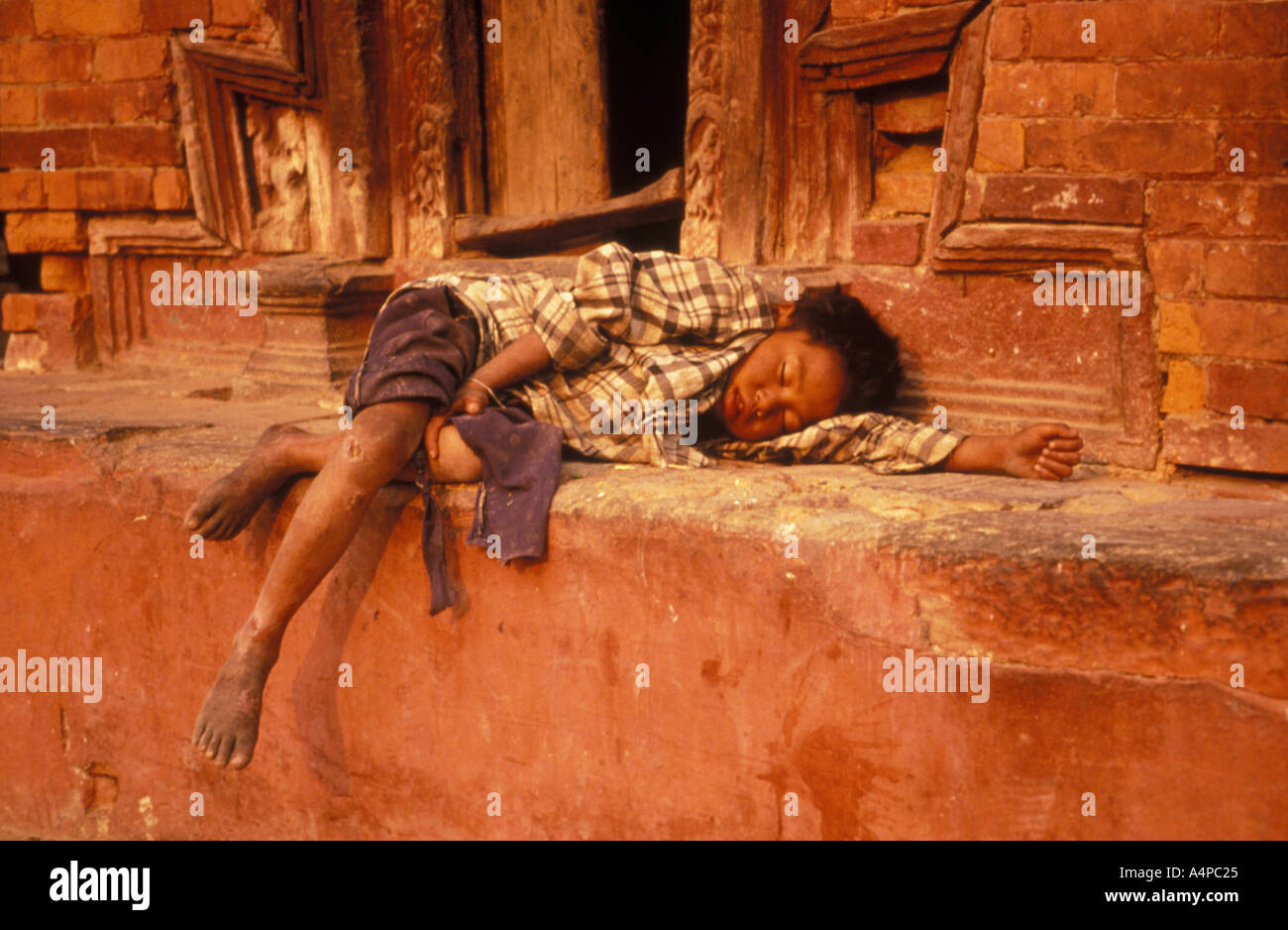 Sleeping child, Nepal Stock Photo Alamy