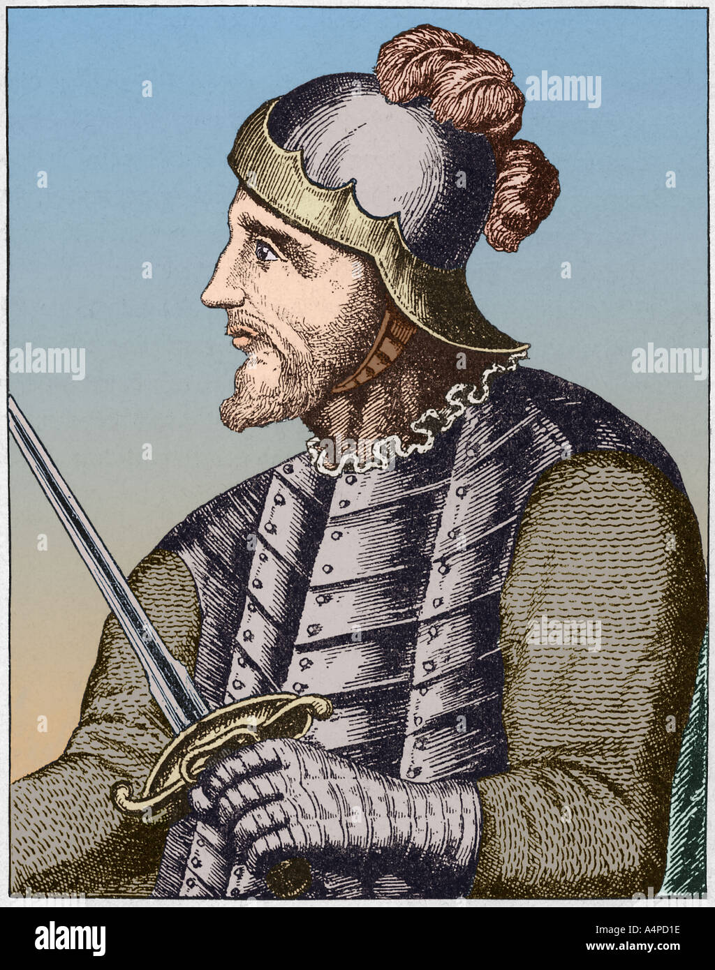 Portrait of Spanish explorer Vasco Nunez de Balboa who is credited with  being the first European to view the Pacific Ocean Stock Photo - Alamy