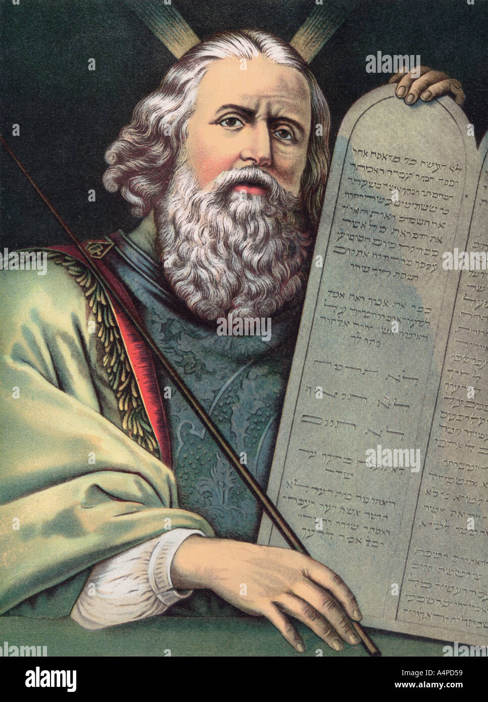 Moses holds a tablet Stock Photo