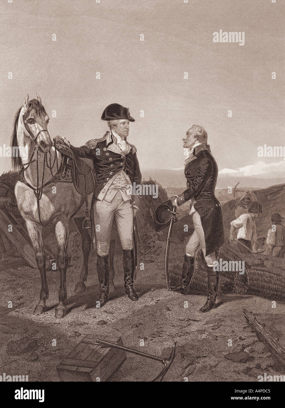 George Washington meets Alexander Hamilton Stock Photo