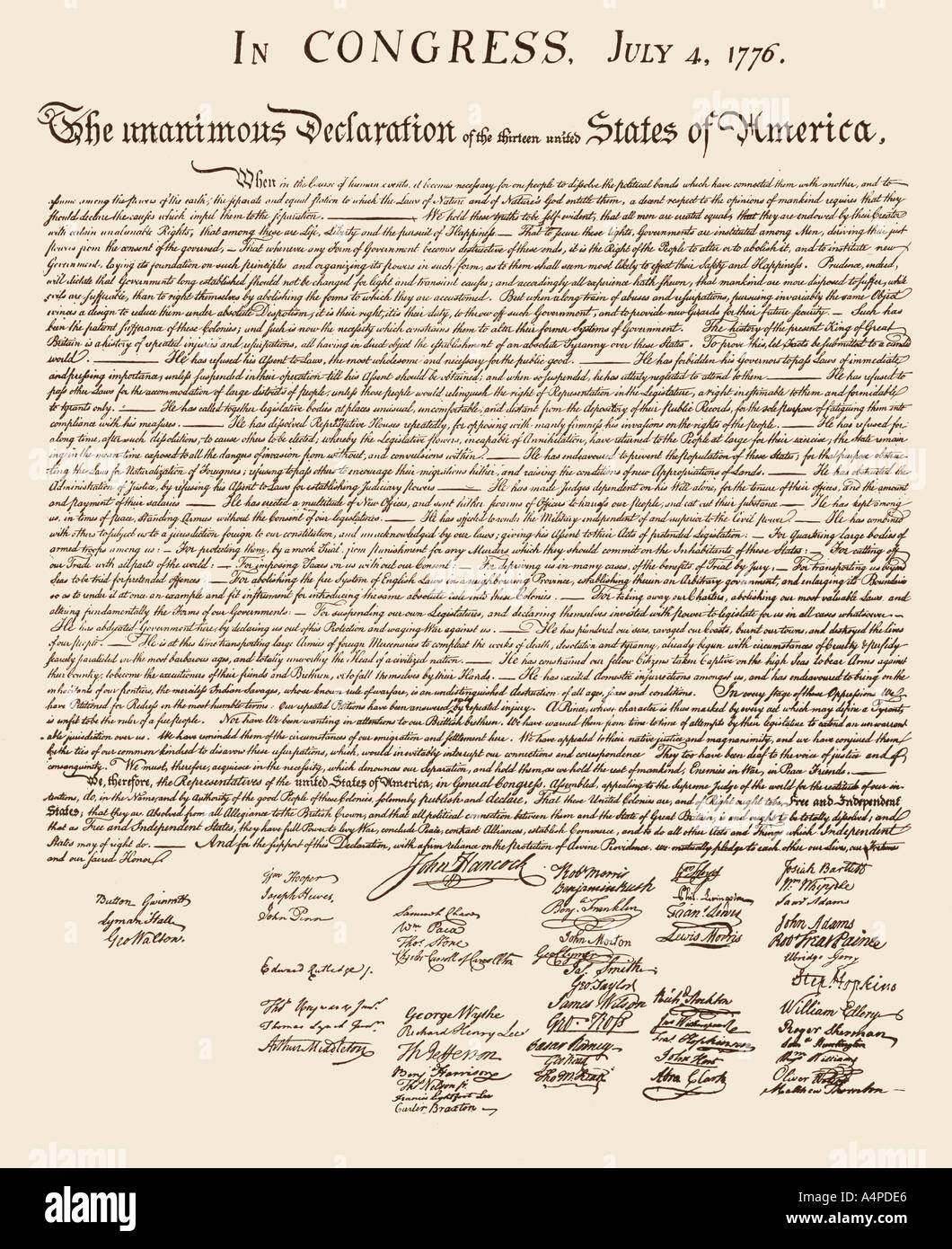 Declaration of Independence Stock Photo Alamy