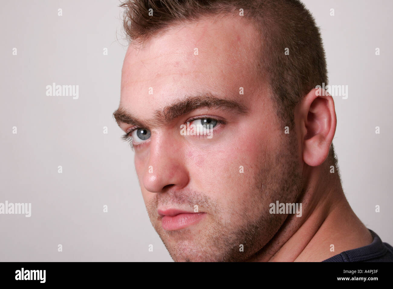 Hair Cut Young Man Age Between 20 And 25 Shot In The Studio On A