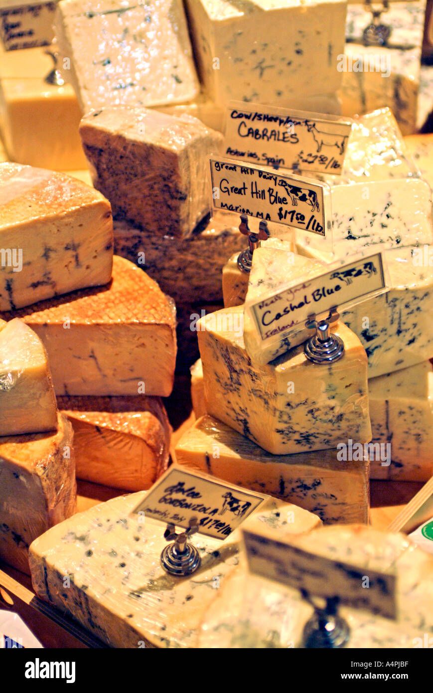 Selection of cheeses in Delicatessen Stock Photo