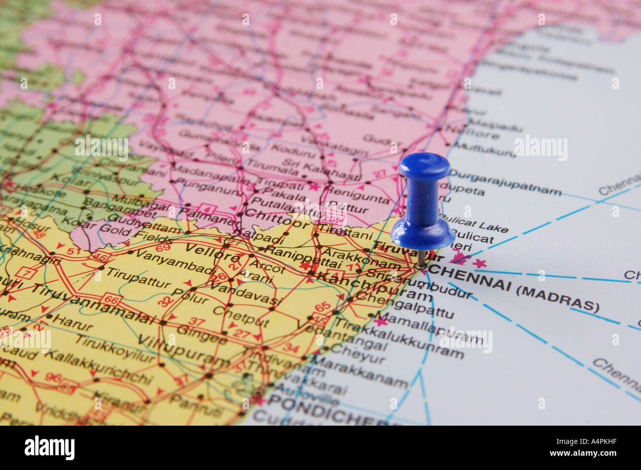 Map of India spotted marked showing Madras now Chennai Capital of Tamil