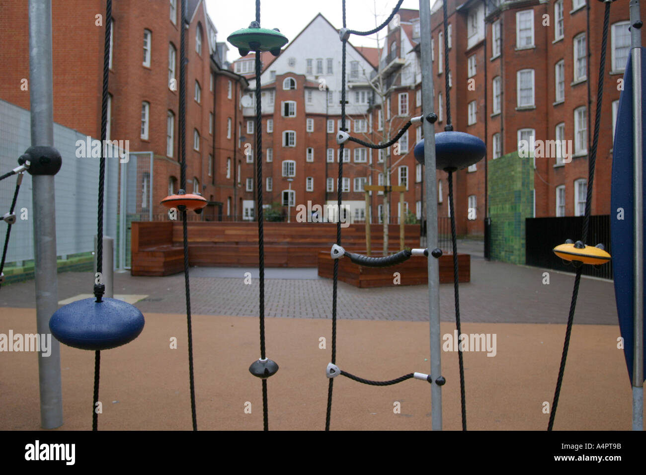 A new playground on a regenerated housing estate in Shoreditch, London, UK. Stock Photo