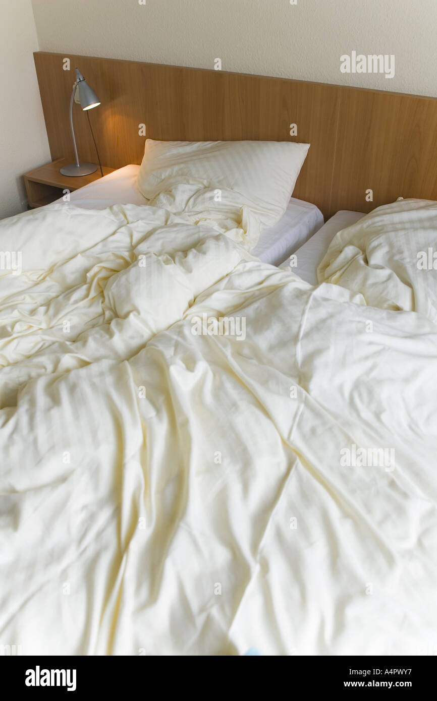 High angle view messy bed hi-res stock photography and images - Alamy