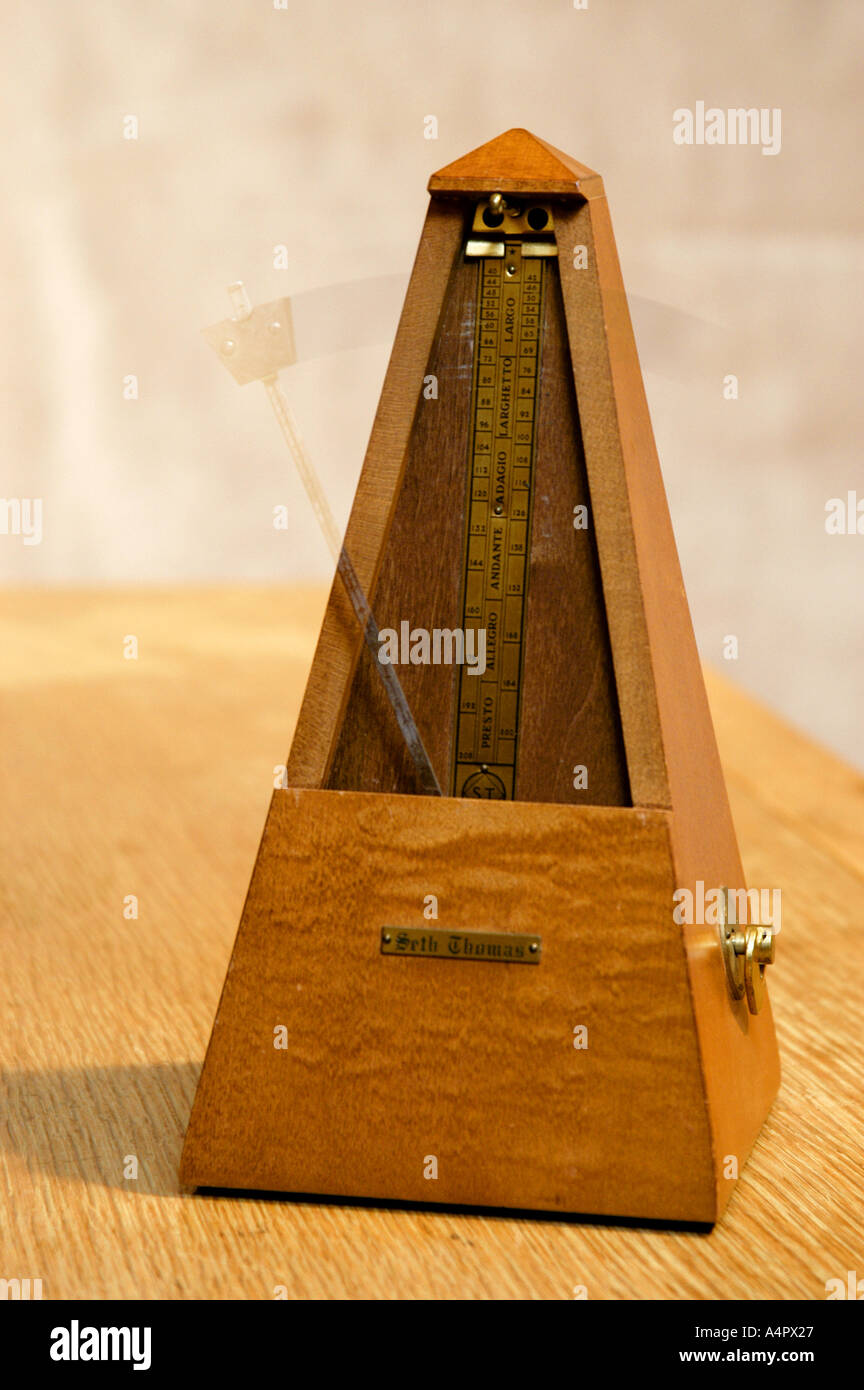 Seth Thomas wooden metronome set in motion timing music Stock Photo Alamy