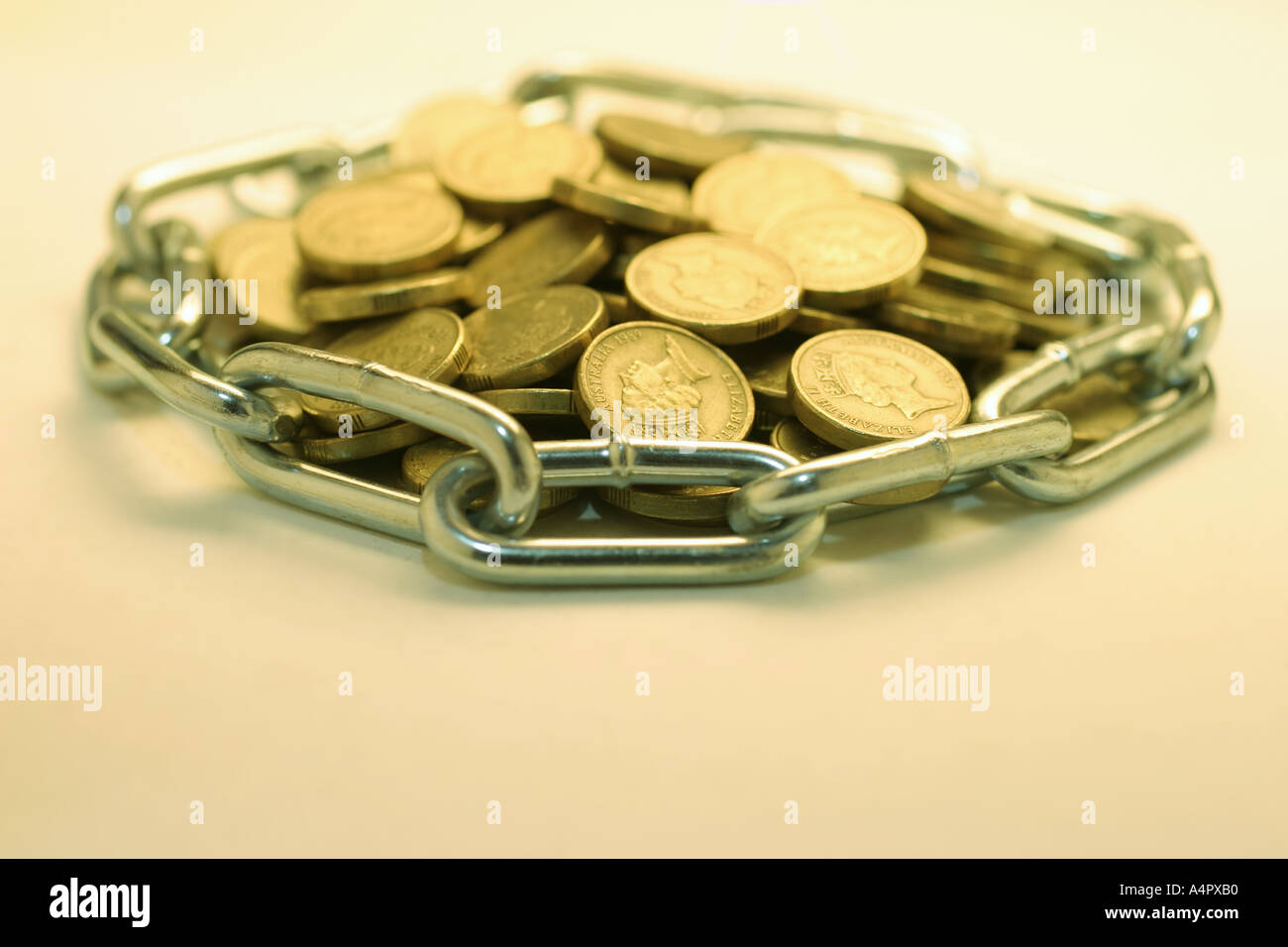 Coins with Chain Stock Photo - Alamy