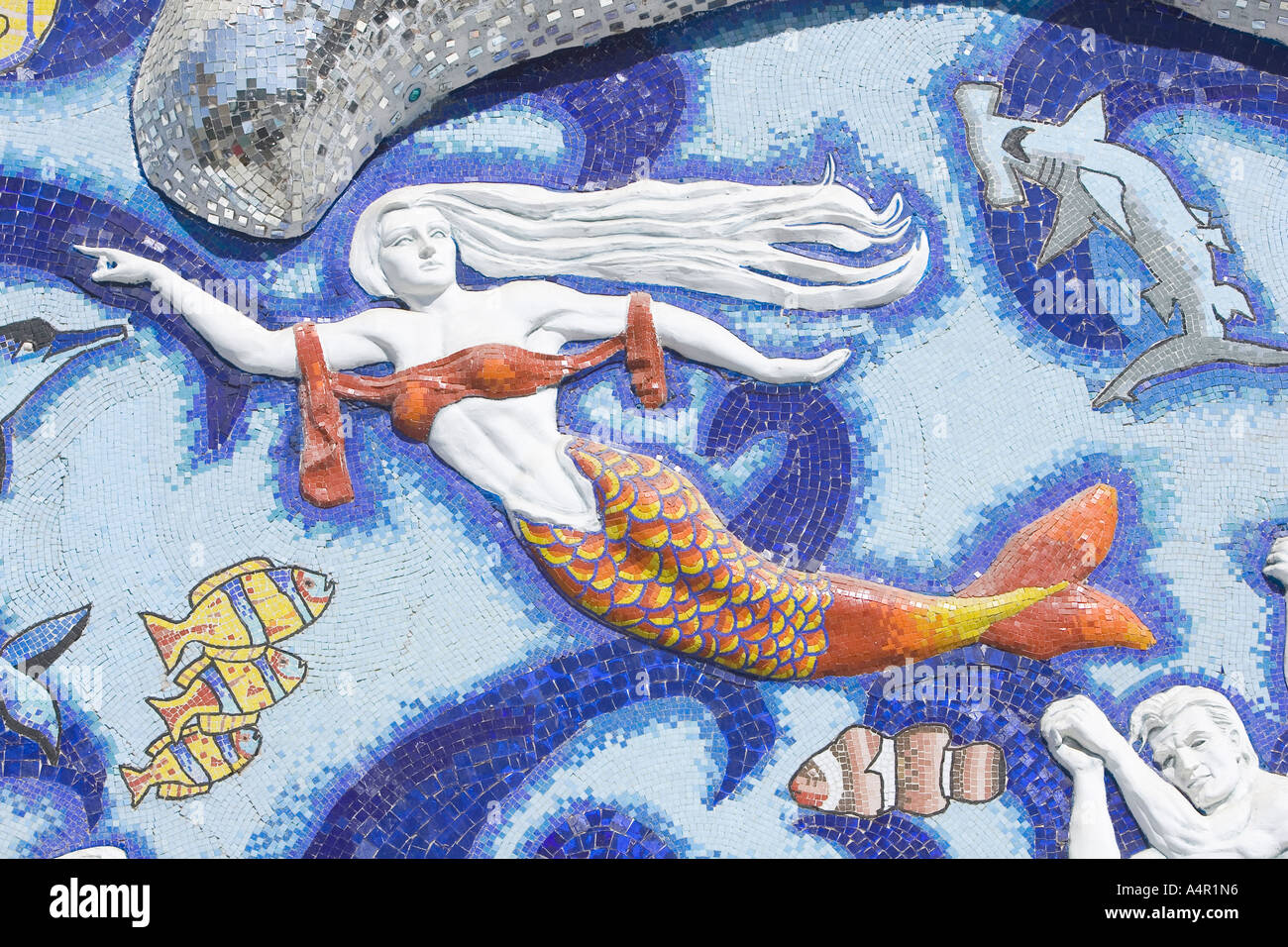 Close up of a mermaid painting on a wall Stock Photo