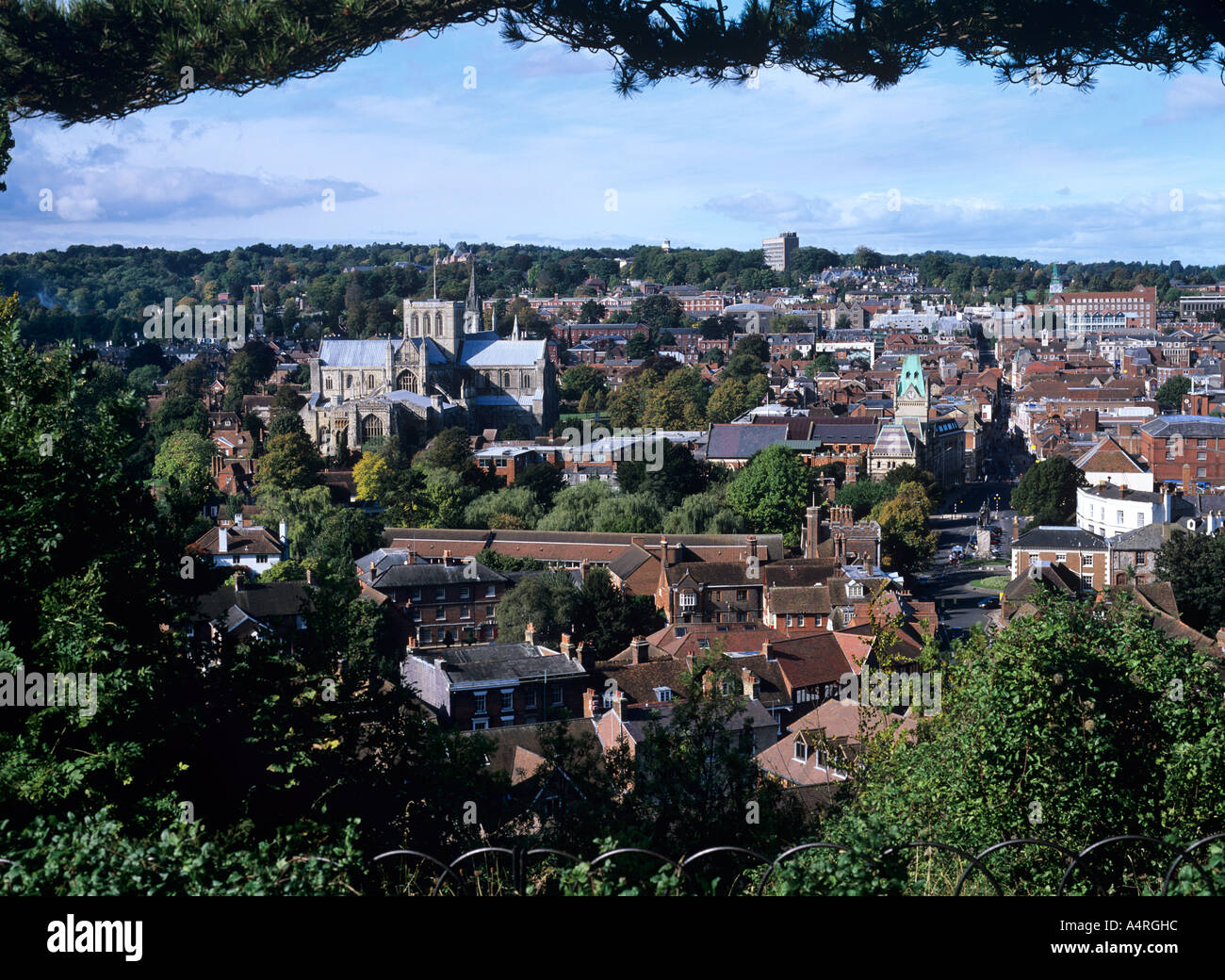 View of city of Winchester from St.Pauls hill , Hampshire , England. Stock Photo