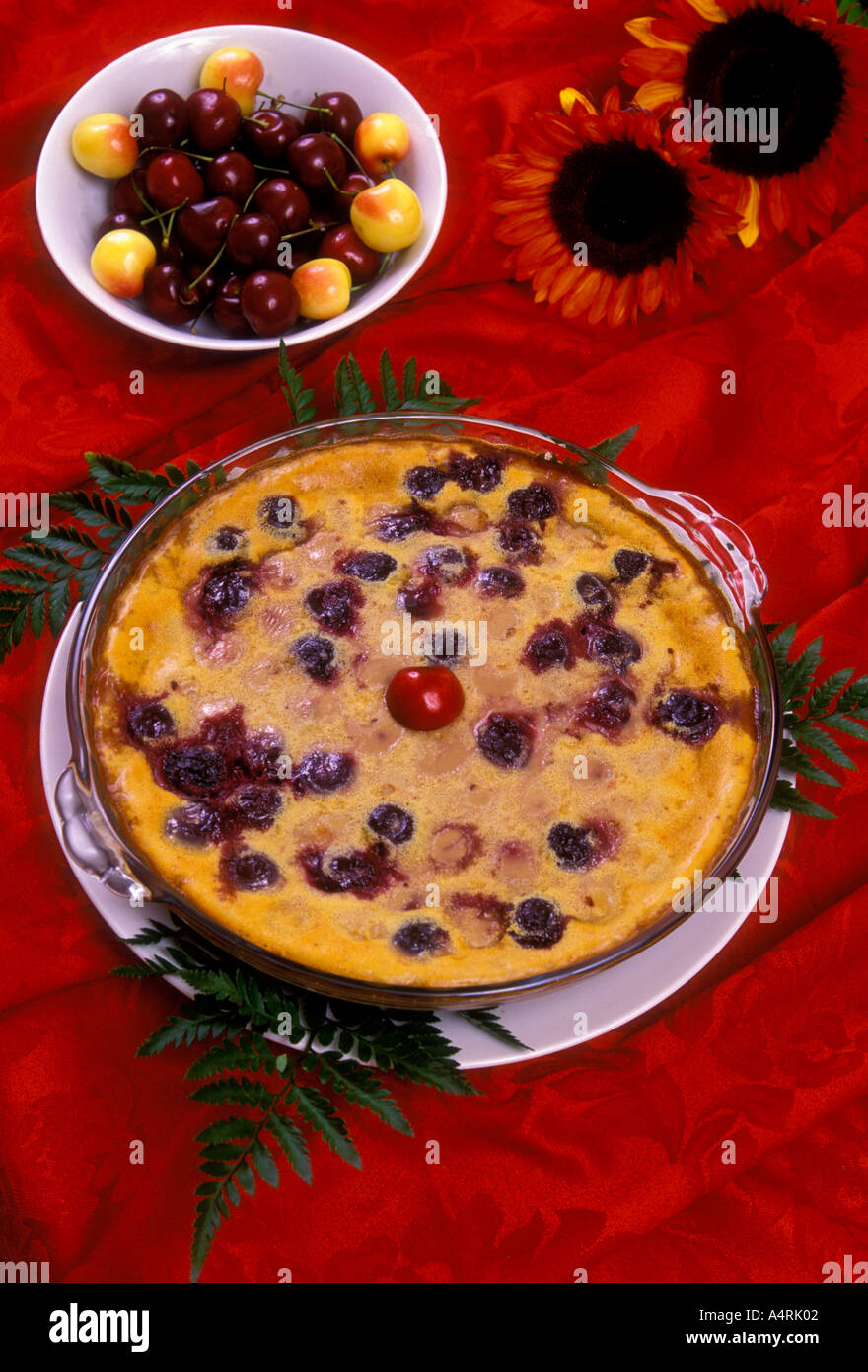 clafoutis aux cerises, cherry cake, French cuisine, French restaurant, French food and drink, French food, food and drink, France Stock Photo