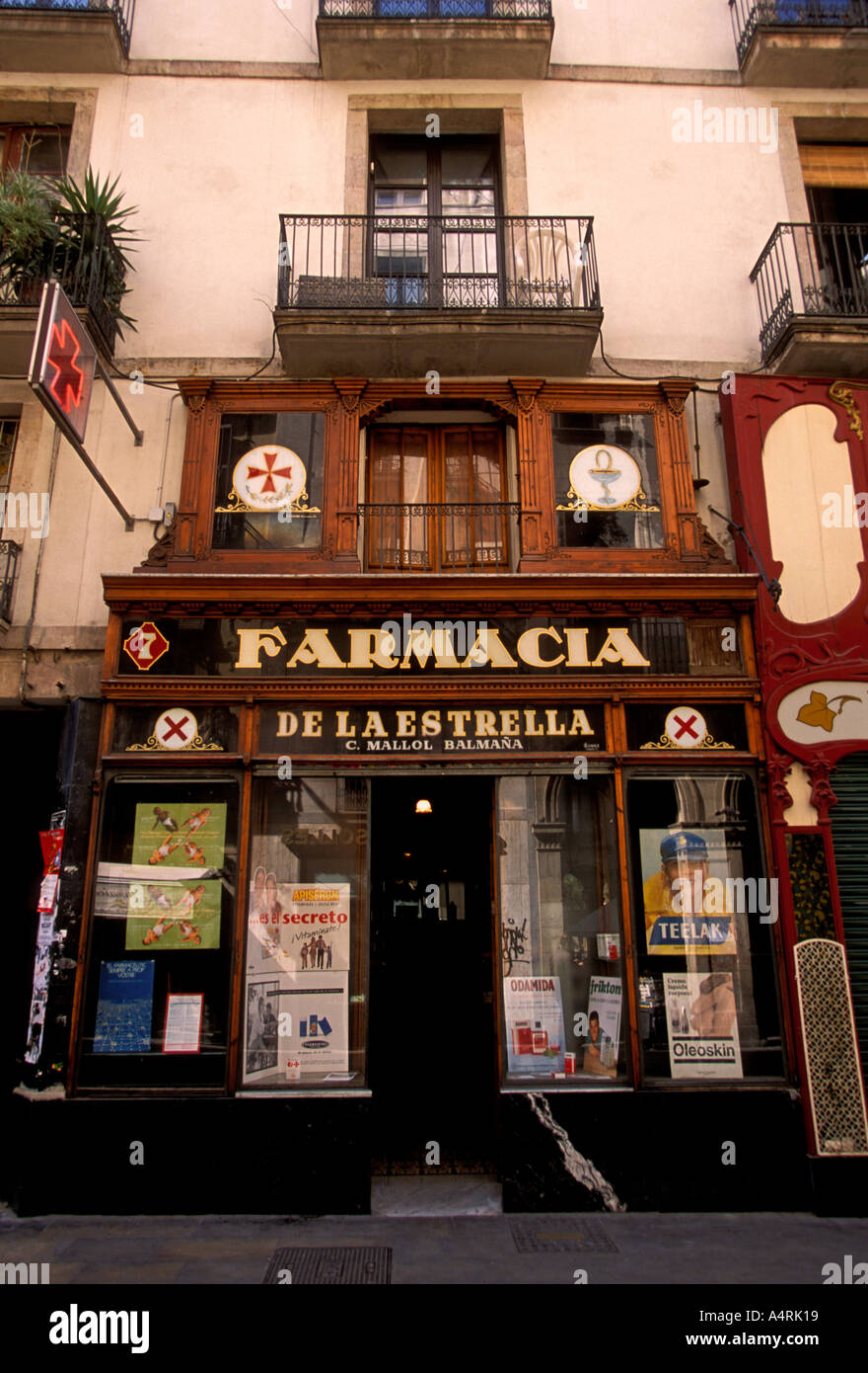 Farmacia de la Estrella, farmacia, pharmacy, Barcelona, Barcelona Province, Spain, Europe Stock Photo