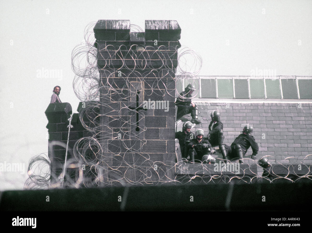 Rooftop siege at Armley Jail in Leeds West Yorkshire UK Stock Photo Alamy