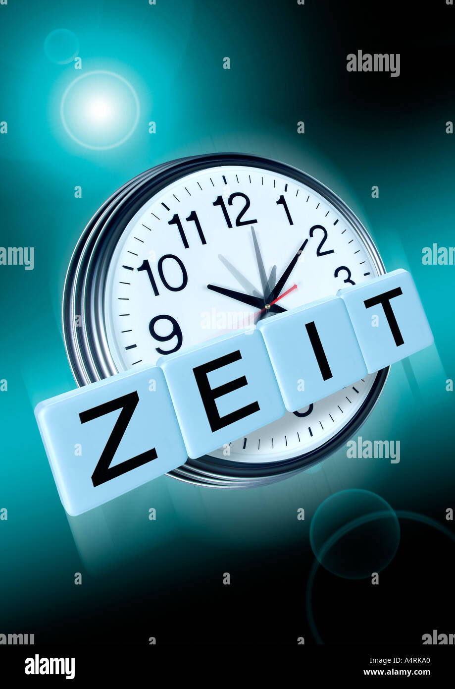 letters zeit Buchstaben Zeit mit Uhr Stock Photo