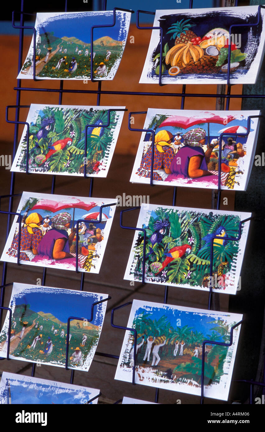 Colorful postcards Martinique Stock Photo