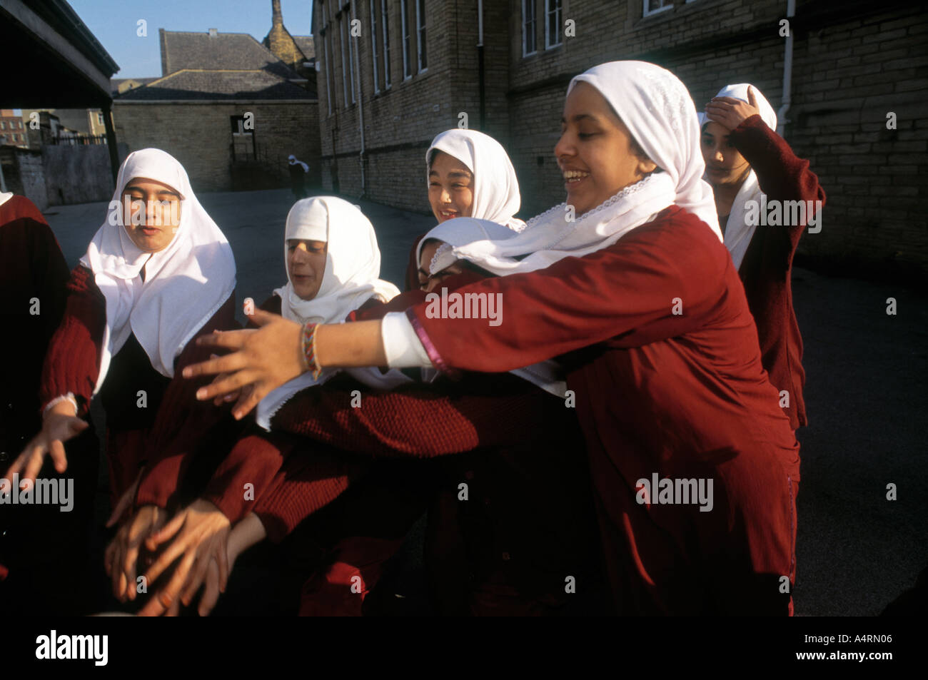 Muslim girl students and pupils pupils at Faversham  College in Bradford West Yorkshire Stock Photo