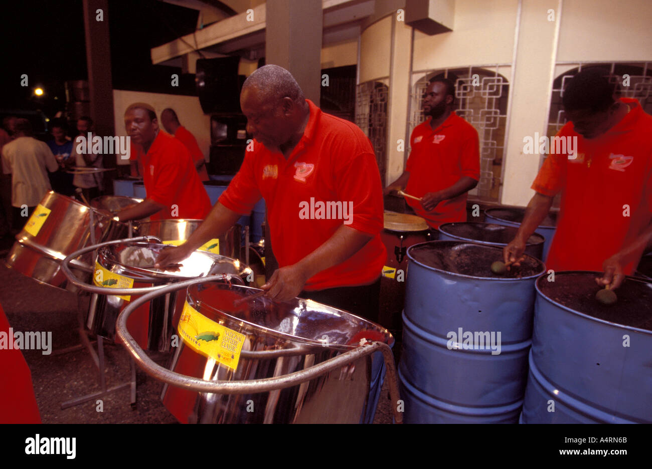 Steel pan band playing at the Sunday School a street party held in