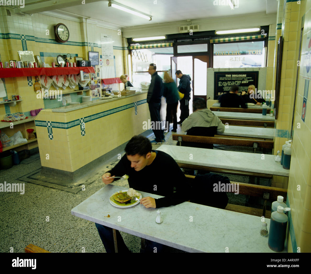 Pie and mash shop London England Stock Photo Alamy