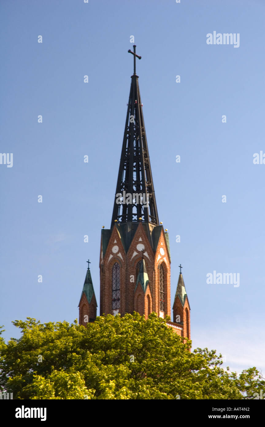 Octohedral spire of the Gothic Church Pori Finland Stock Photo