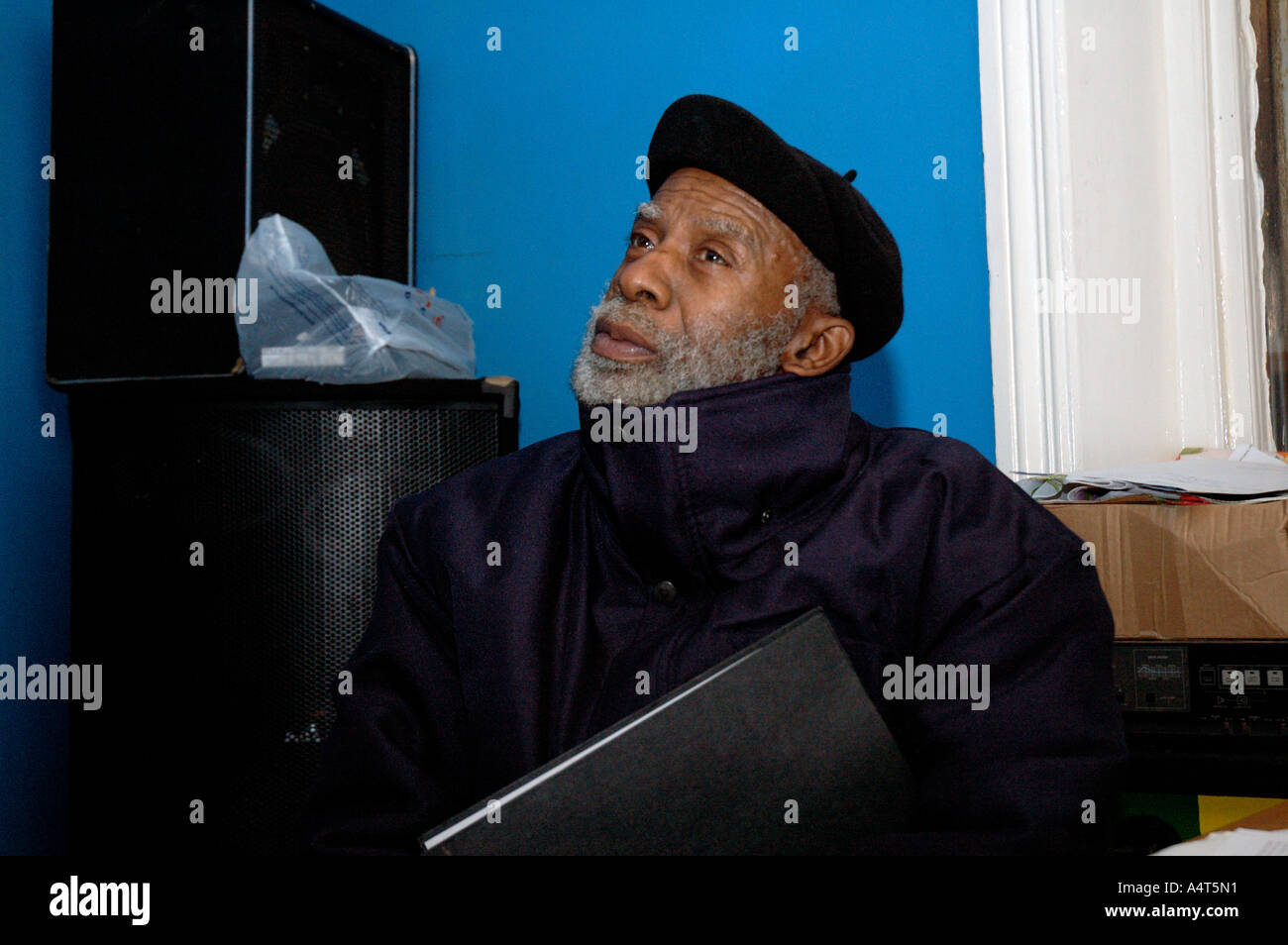 Rastafarian elder at community Centre Negusa Negast-3 at St  Agnes Place Kennington. Stock Photo