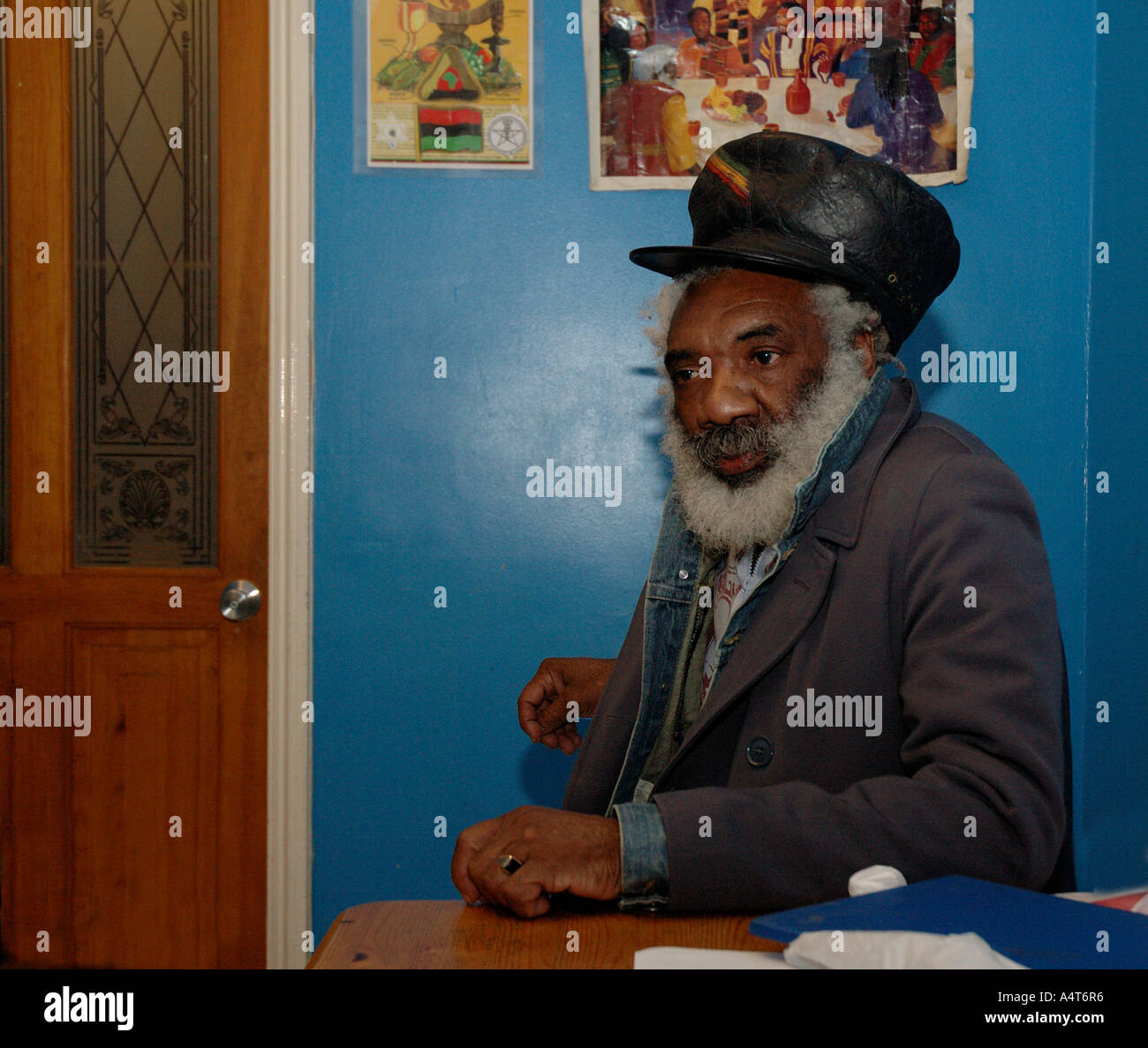Rastafarian elder at community Centre Negusa Negast-3 at St  Agnes Place Kennington. Stock Photo