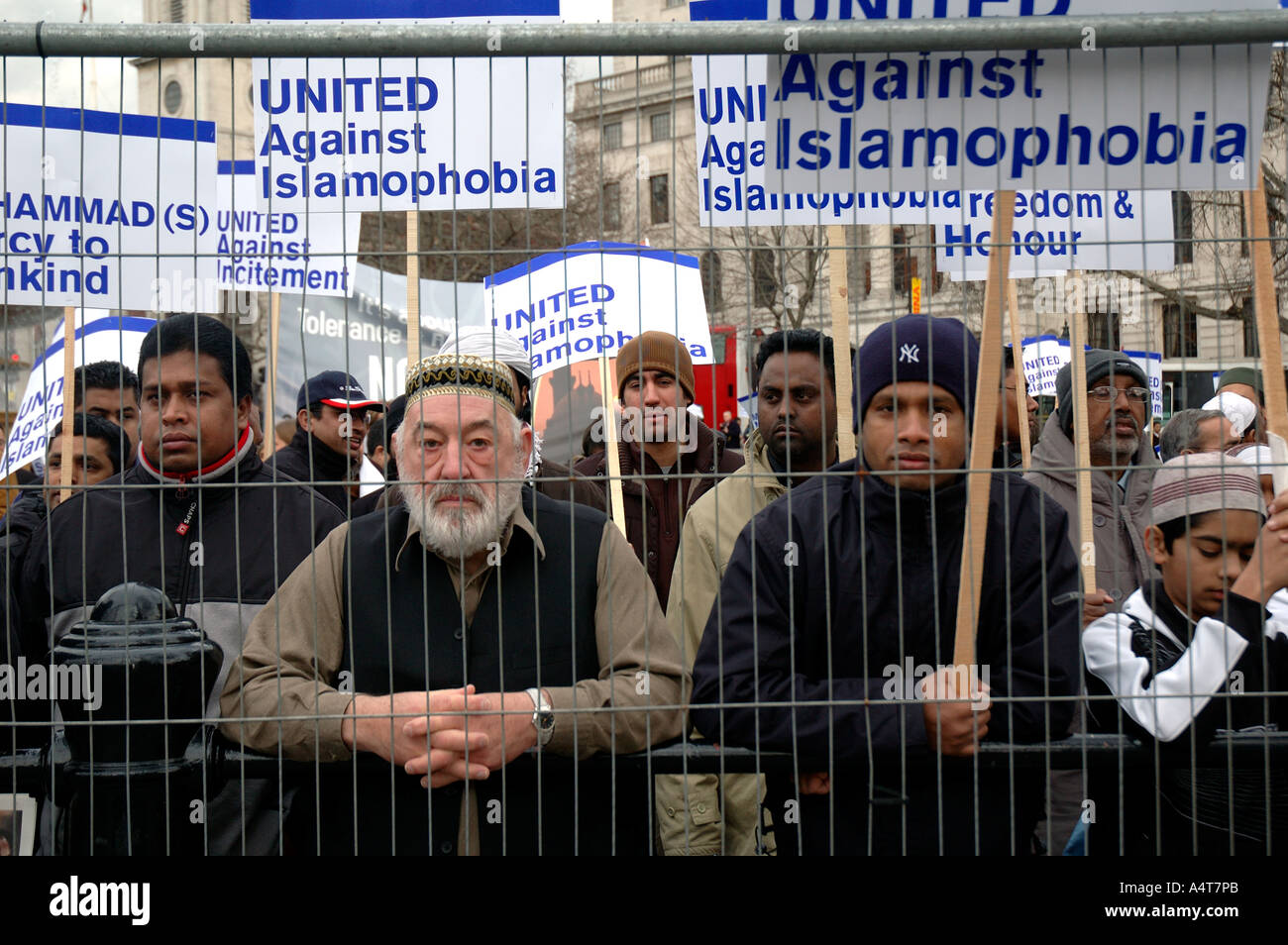 Muslim woman and children demonstrating  in Central London protesting against Islamophobia and incitement to racial hatred follo Stock Photo