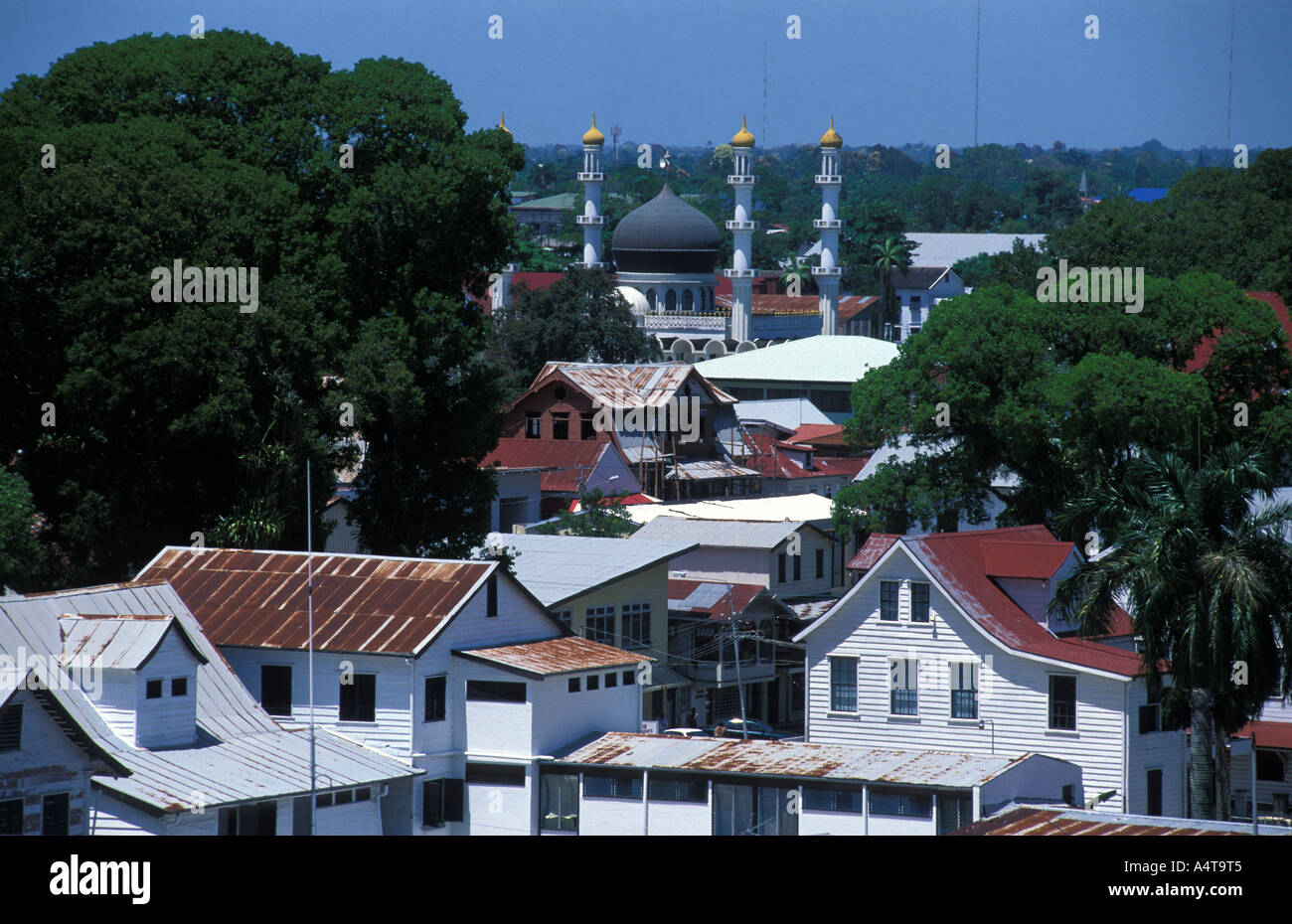 Paramaribo elevated view on the mosque The historic inner city is a world heritage site of Unesco Stock Photo