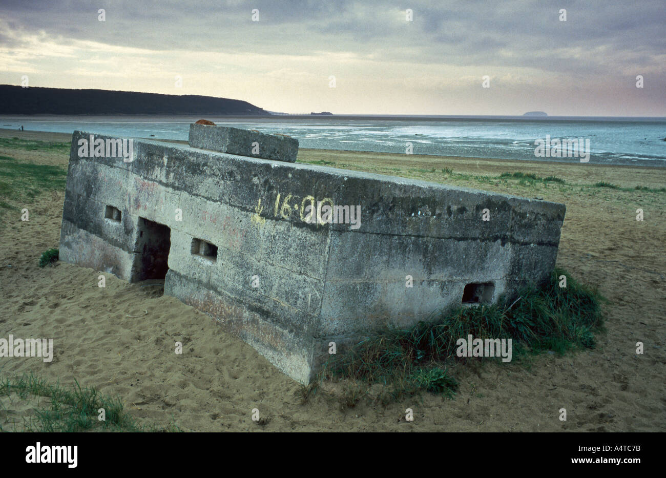 Second World War pillbox subsiding into beach at Sand Bay near Weston Stock Photo 2067578 Alamy